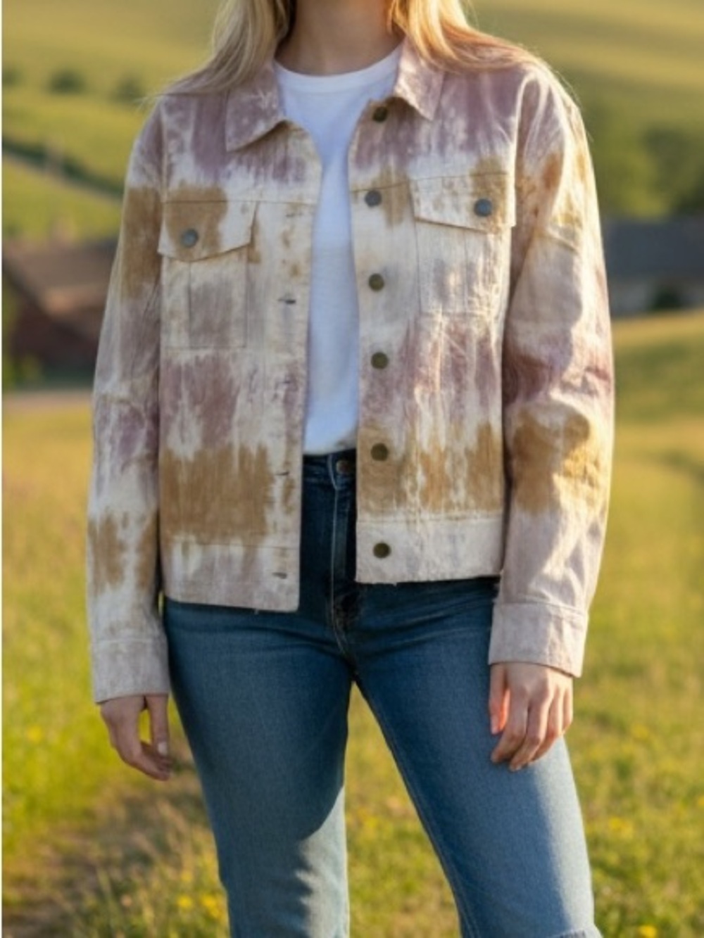 Mystree Neutral Multi Tie-Dye Jean Jacket